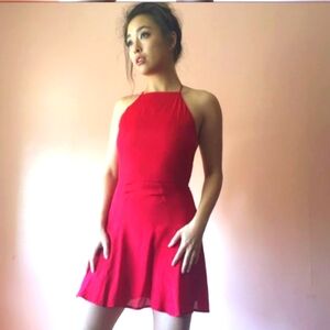 Reformation Red Halter Mini Dress